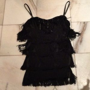 Small black vintage fringe and crystal dress
